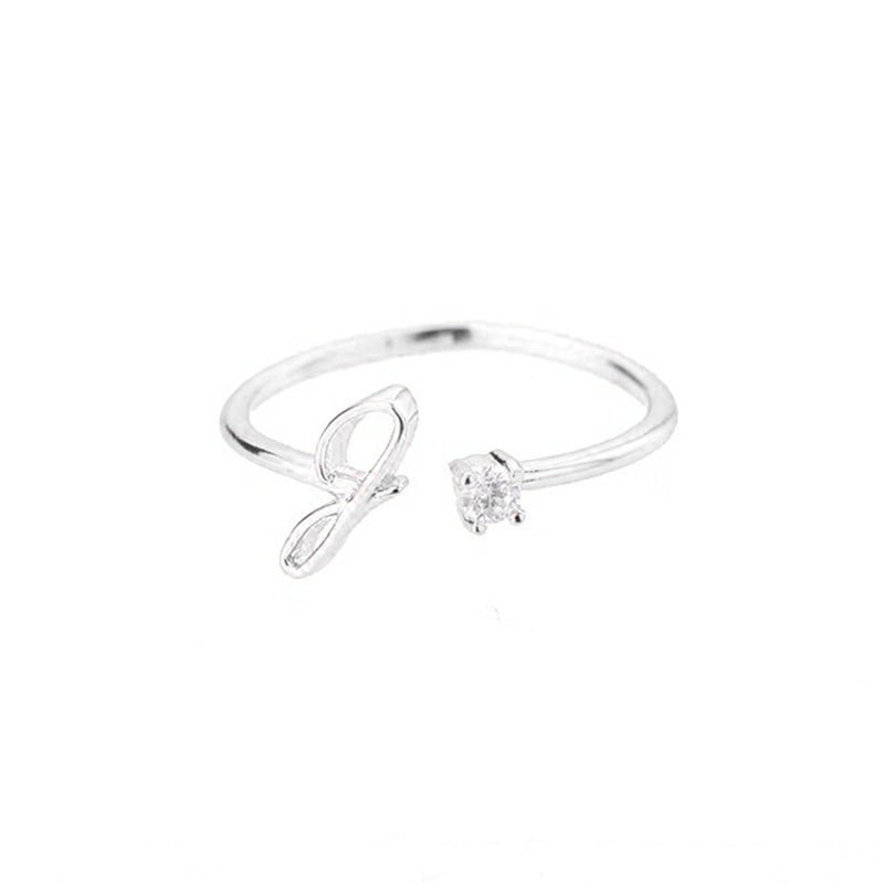 Valentia – Anillo con letra y circonita brillante