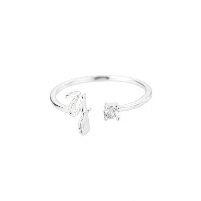 Valentia – Anillo con letra y circonita brillante