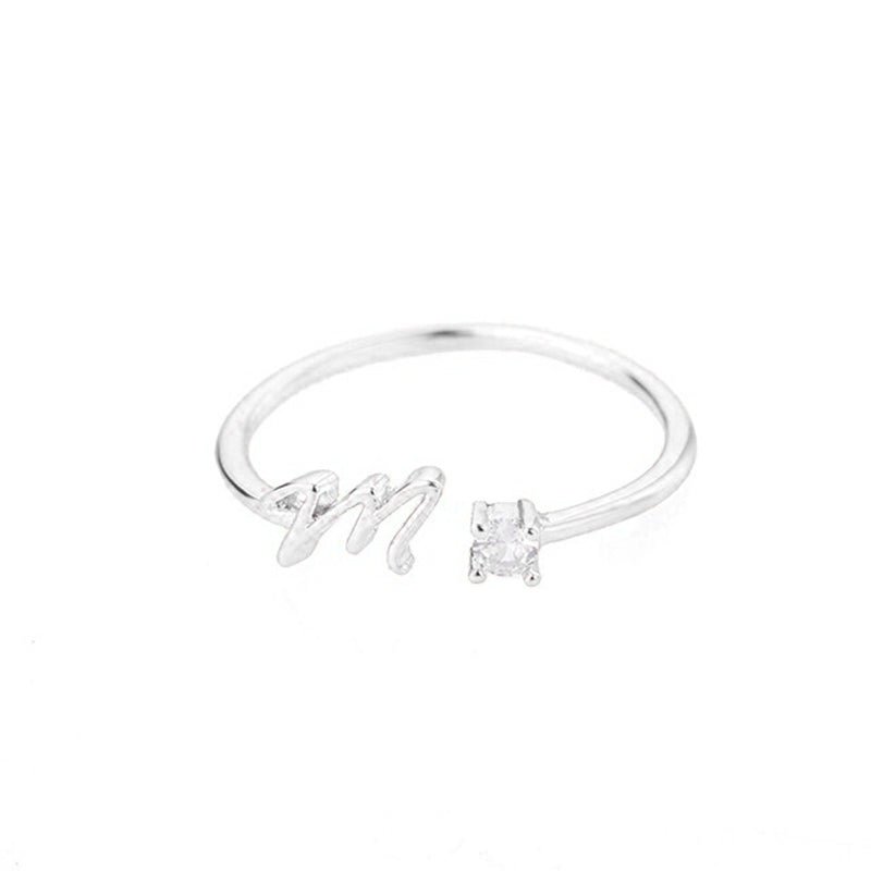 Valentia – Anillo con letra y circonita brillante