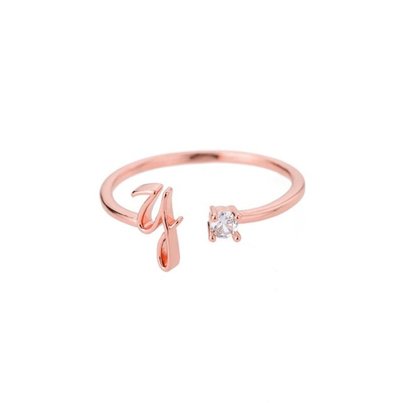 Valentia – Anillo con letra y circonita brillante