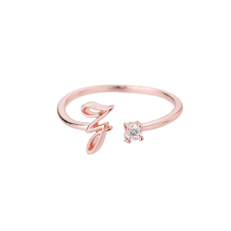 Valentia – Anillo con letra y circonita brillante