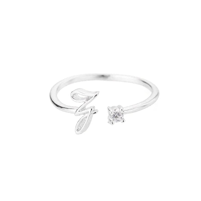 Valentia – Anillo con letra y circonita brillante