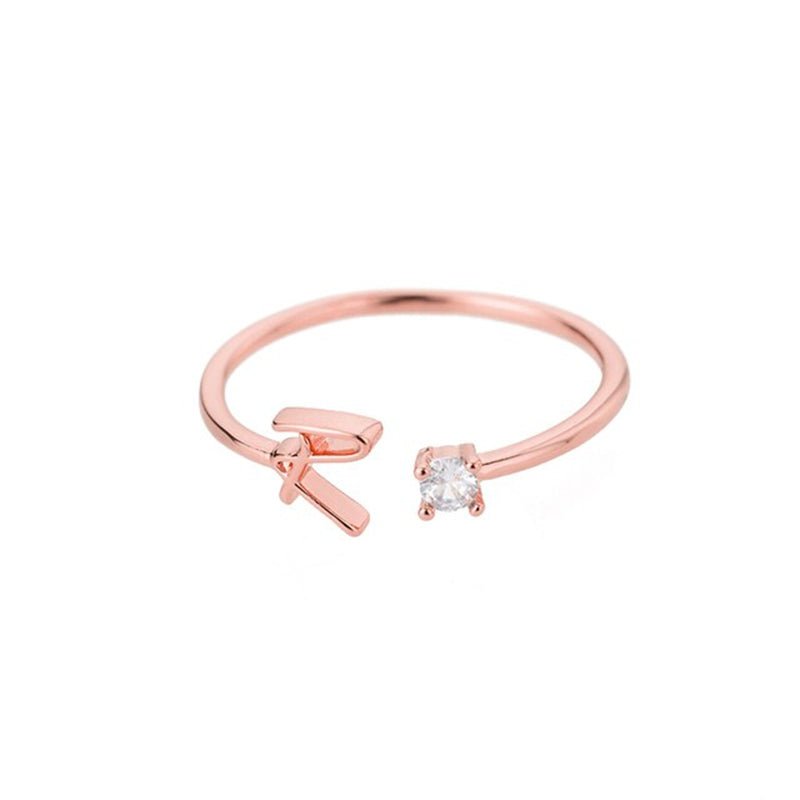 Valentia – Anillo con letra y circonita brillante