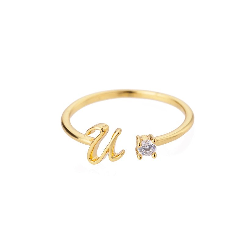 Valentia – Anillo con letra y circonita brillante