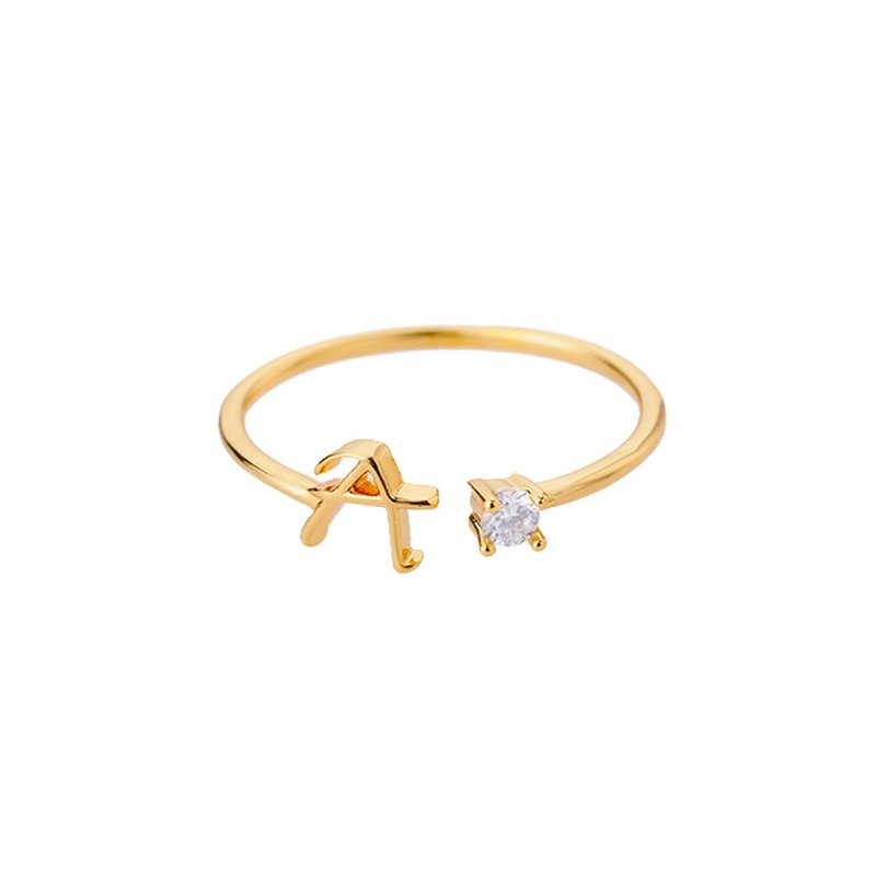 Valentia – Anillo con letra y circonita brillante