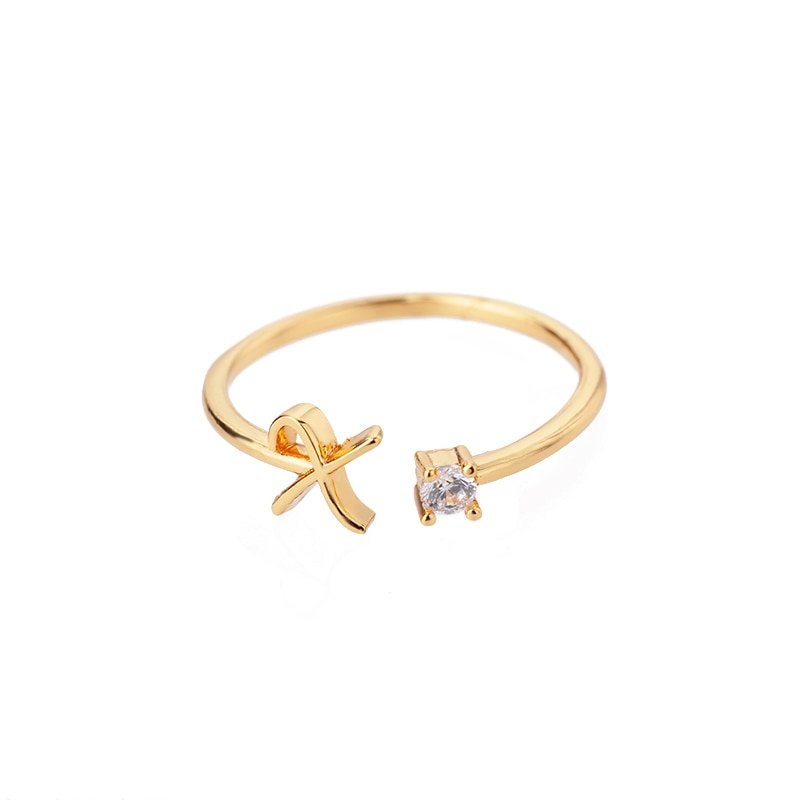 Valentia – Anillo con letra y circonita brillante