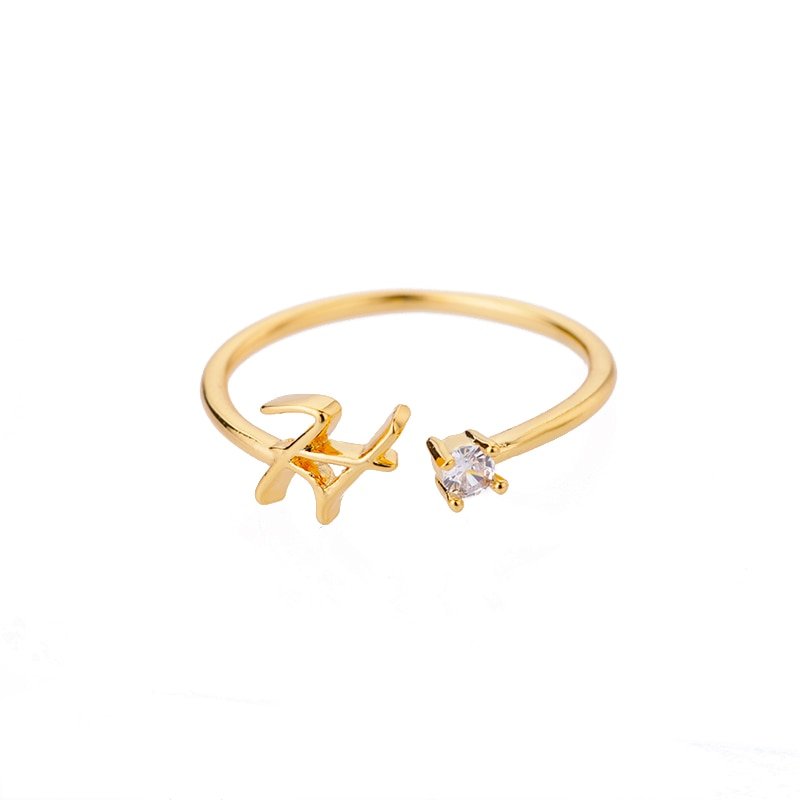 Valentia – Anillo con letra y circonita brillante