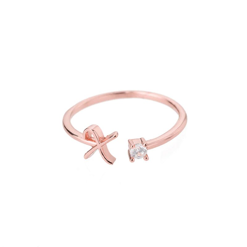 Valentia – Anillo con letra y circonita brillante