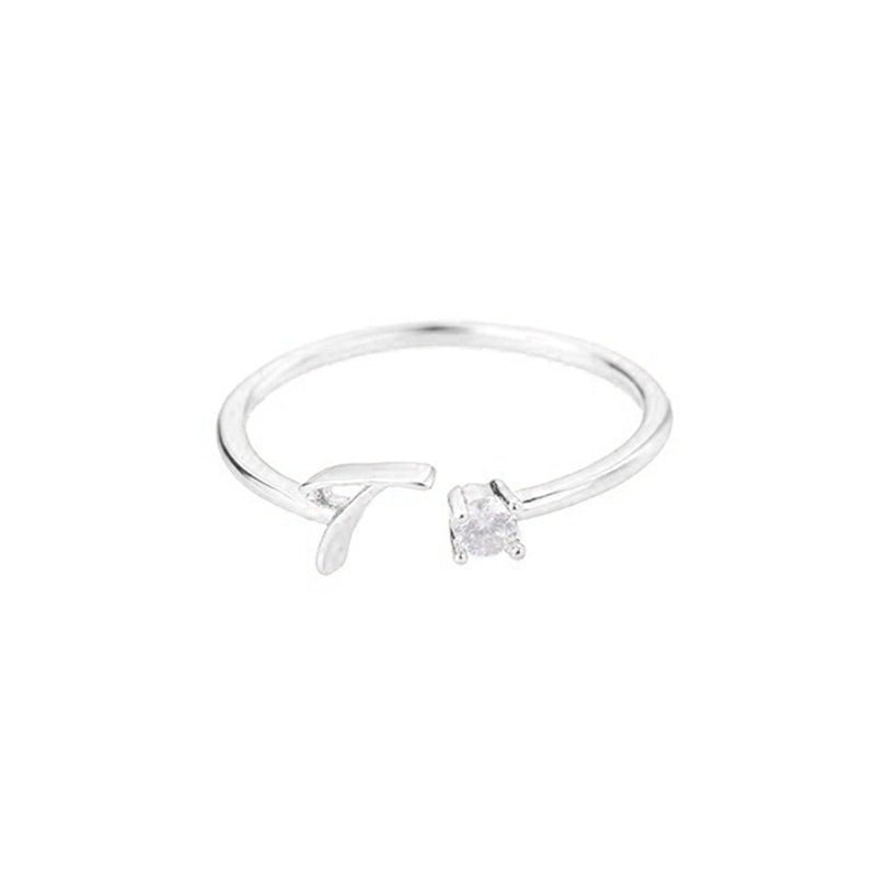Valentia – Anillo con letra y circonita brillante