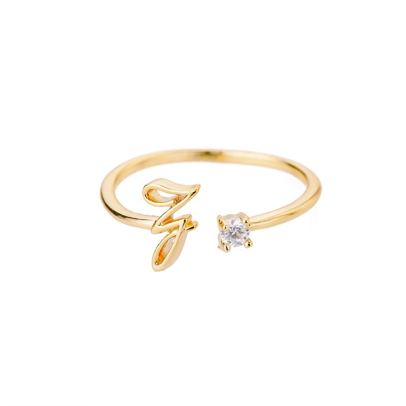 Valentia – Anillo con letra y circonita brillante