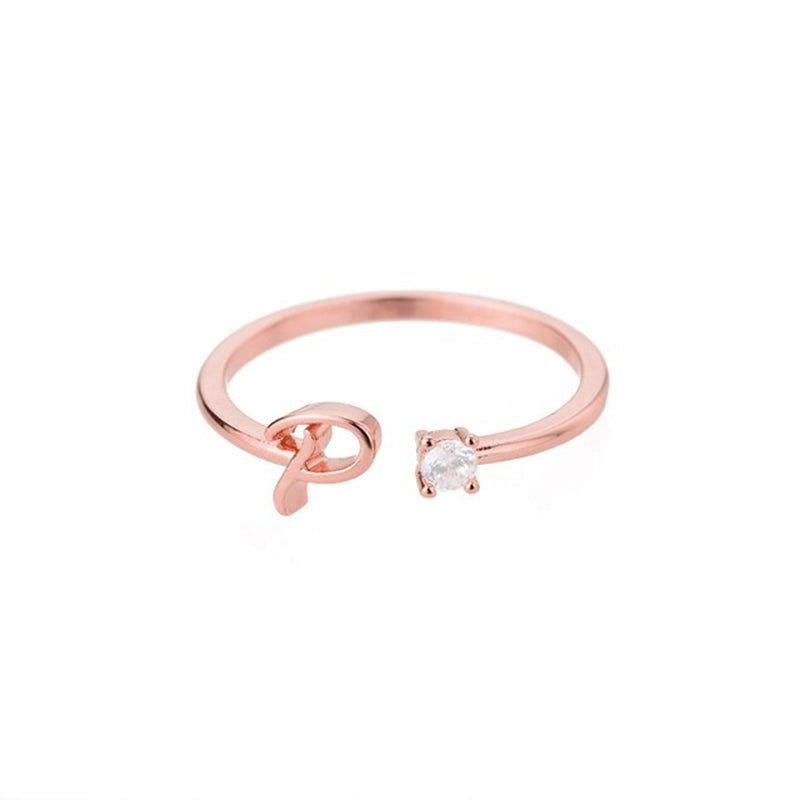 Valentia – Anillo con letra y circonita brillante