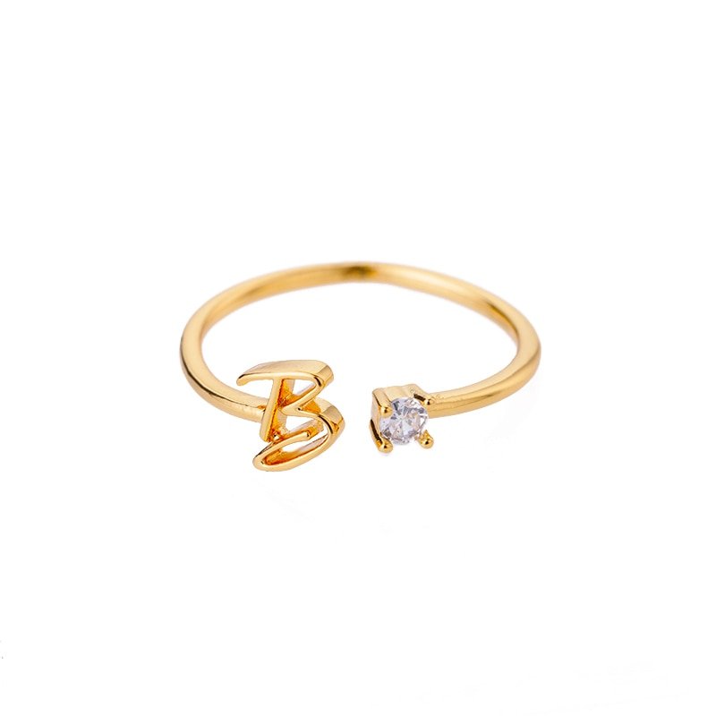 Valentia – Anillo con letra y circonita brillante