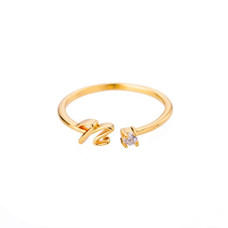Valentia – Anillo con letra y circonita brillante