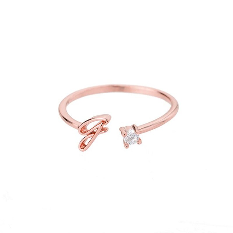 Valentia – Anillo con letra y circonita brillante