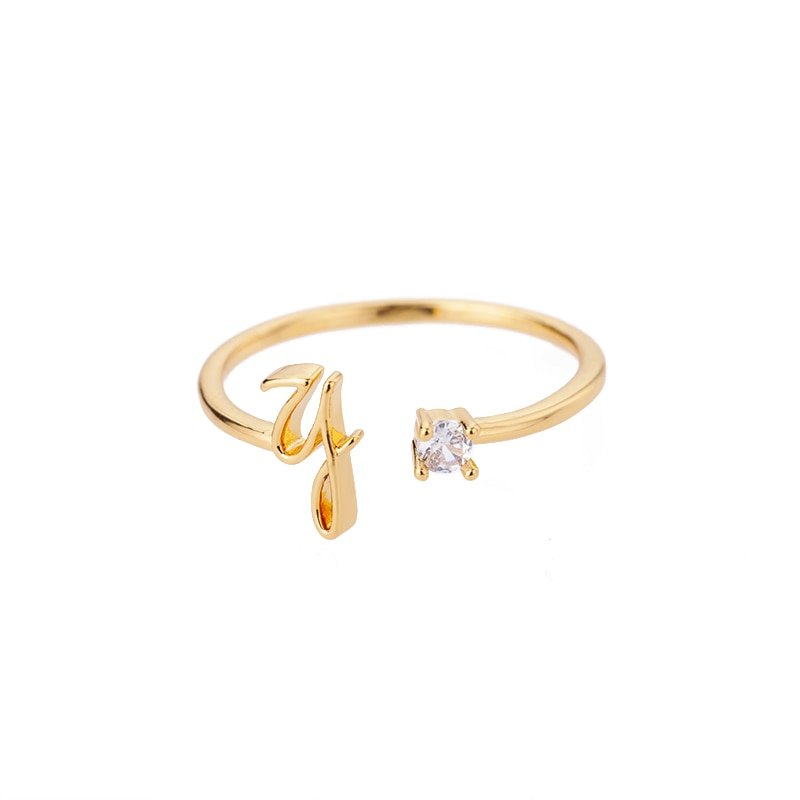 Valentia – Anillo con letra y circonita brillante