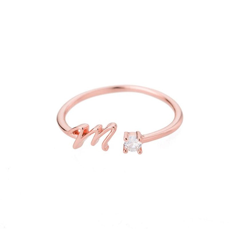 Valentia – Anillo con letra y circonita brillante