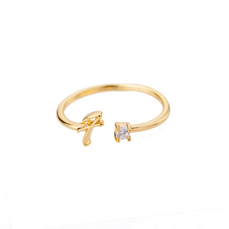 Valentia – Anillo con letra y circonita brillante