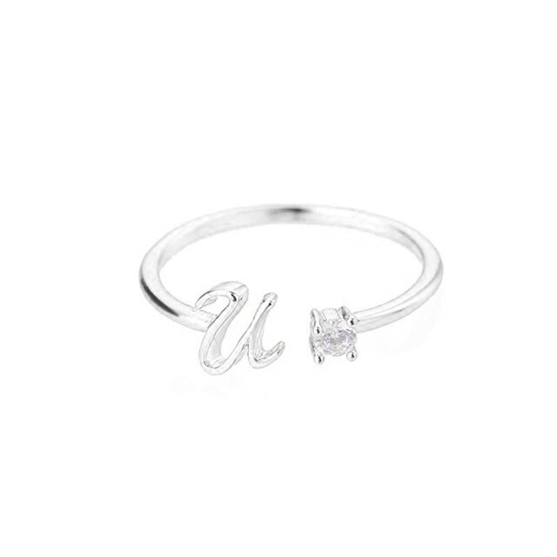 Valentia – Anillo con letra y circonita brillante