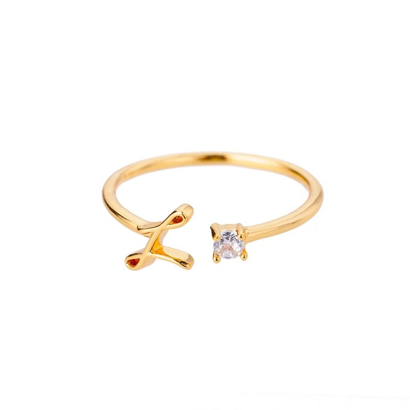Valentia – Anillo con letra y circonita brillante