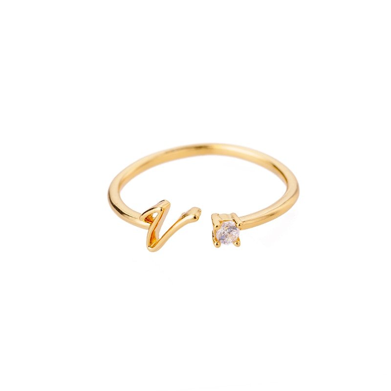 Valentia – Anillo con letra y circonita brillante