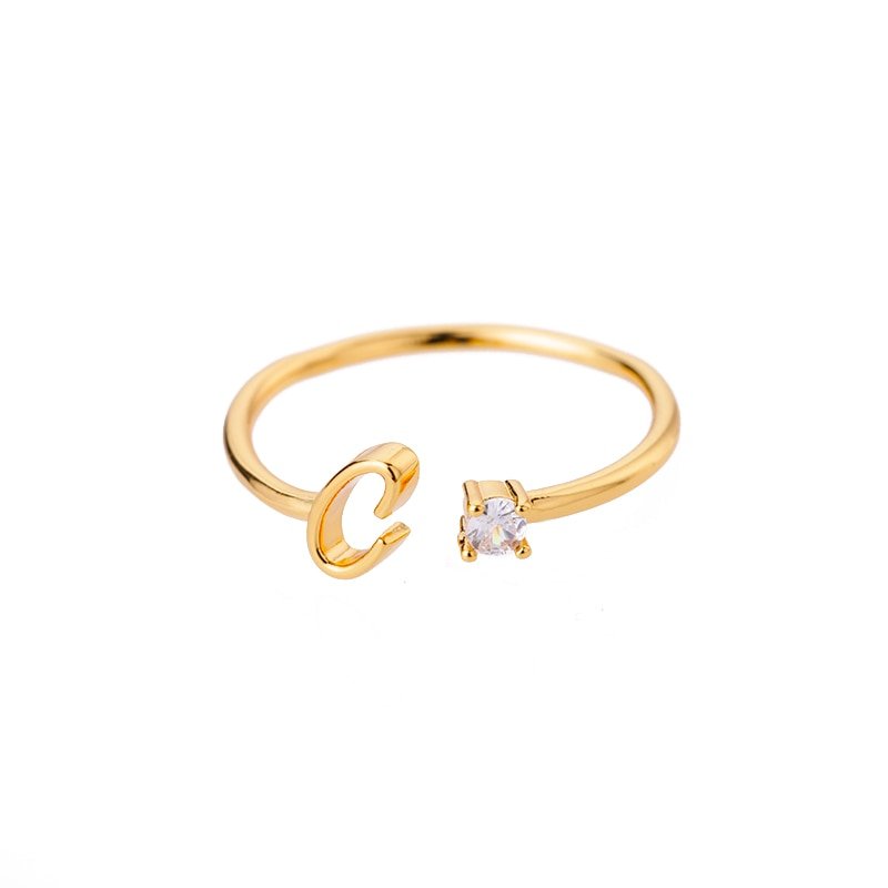 Valentia – Anillo con letra y circonita brillante