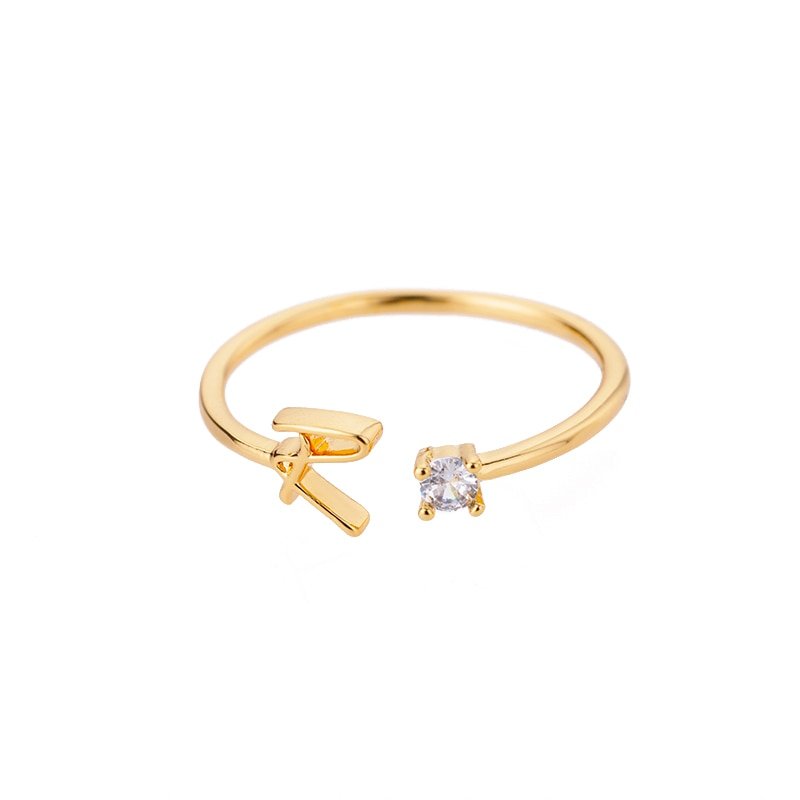 Valentia – Anillo con letra y circonita brillante