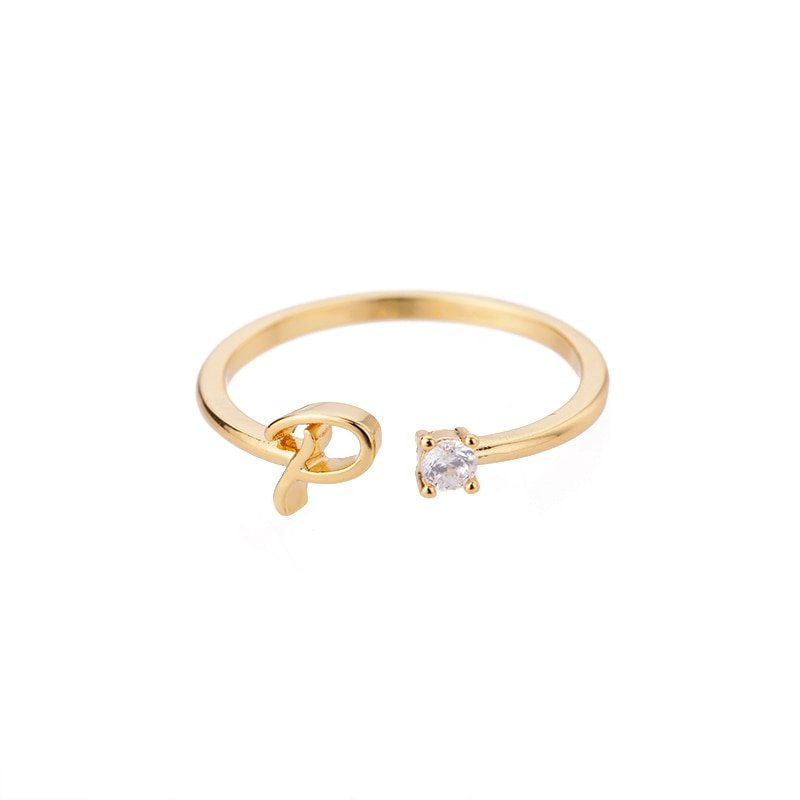 Valentia – Anillo con letra y circonita brillante