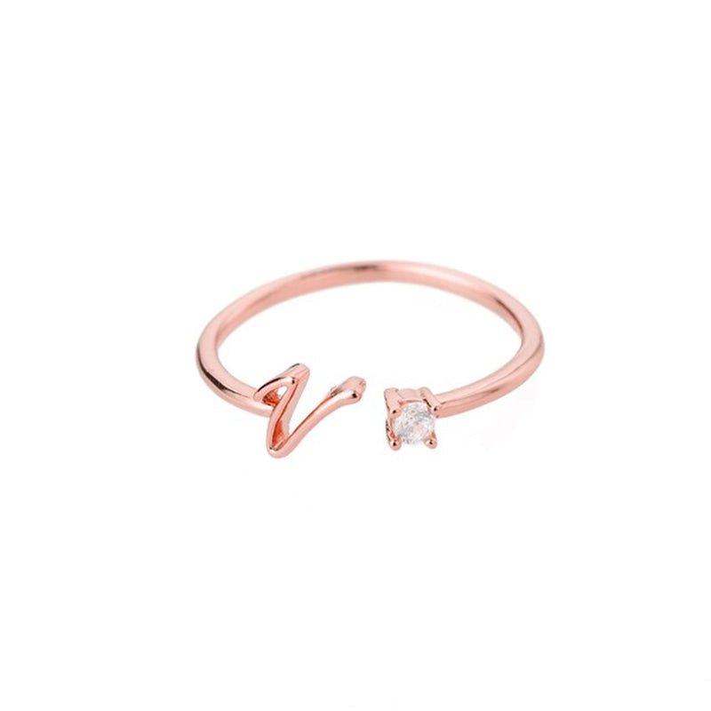 Valentia – Anillo con letra y circonita brillante