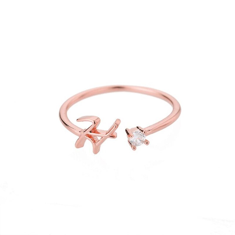 Valentia – Anillo con letra y circonita brillante