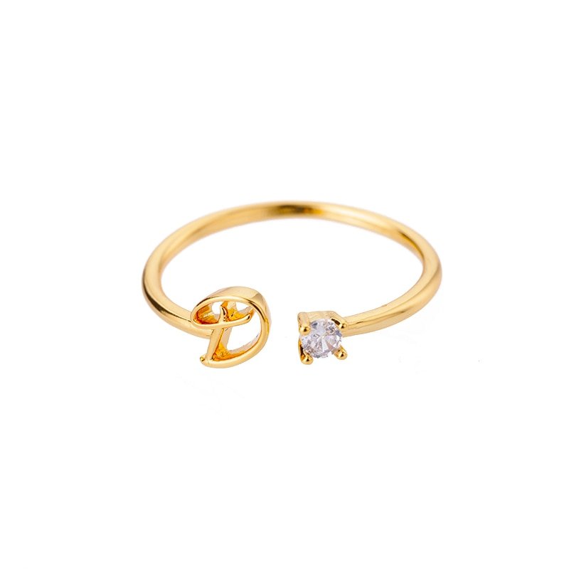 Valentia – Anillo con letra y circonita brillante