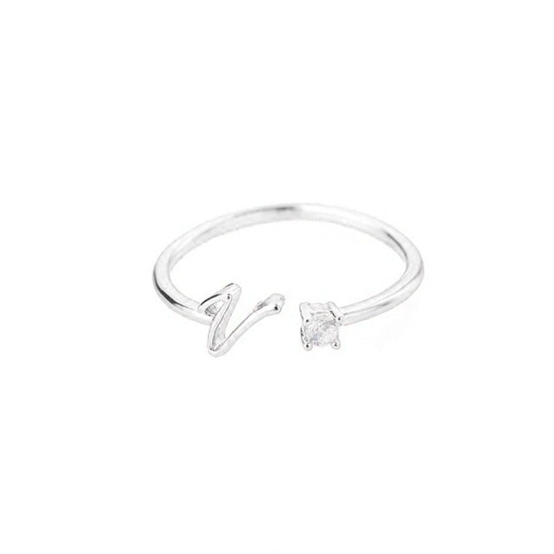 Valentia – Anillo con letra y circonita brillante
