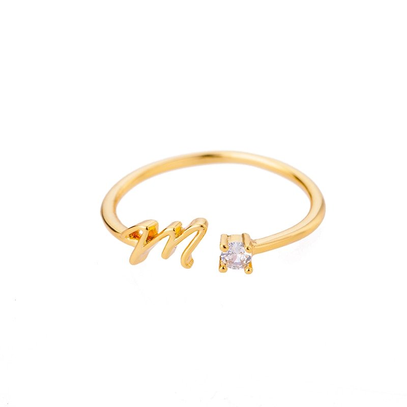 Valentia – Anillo con letra y circonita brillante