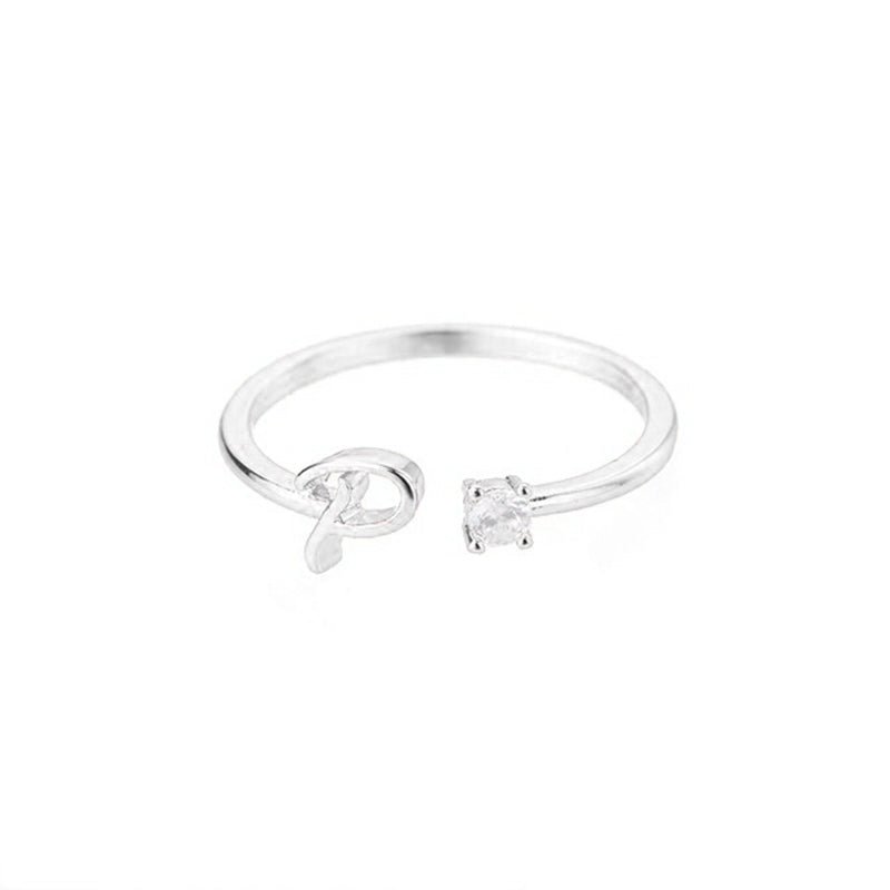 Valentia – Anillo con letra y circonita brillante