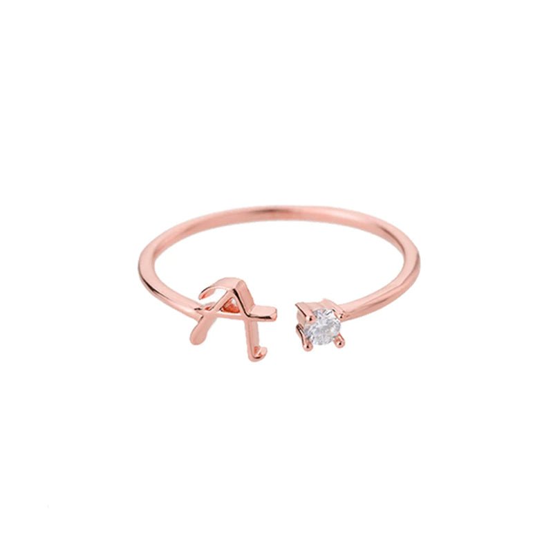 Valentia – Anillo con letra y circonita brillante