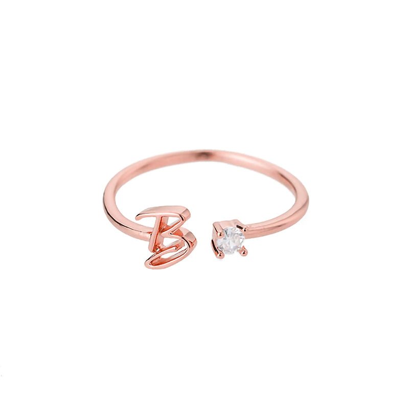 Valentia – Anillo con letra y circonita brillante