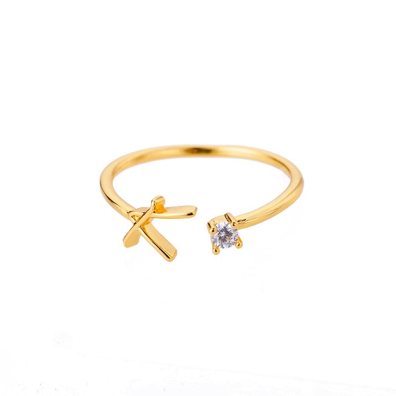 Valentia – Anillo con letra y circonita brillante