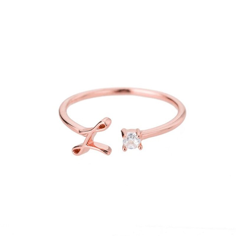 Valentia – Anillo con letra y circonita brillante