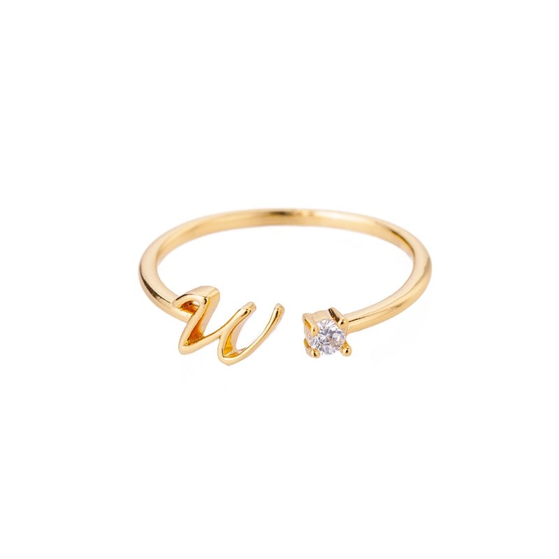 Valentia – Anillo con letra y circonita brillante