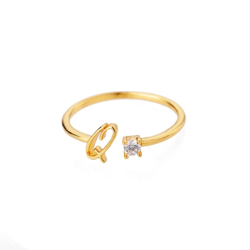 Valentia – Anillo con letra y circonita brillante