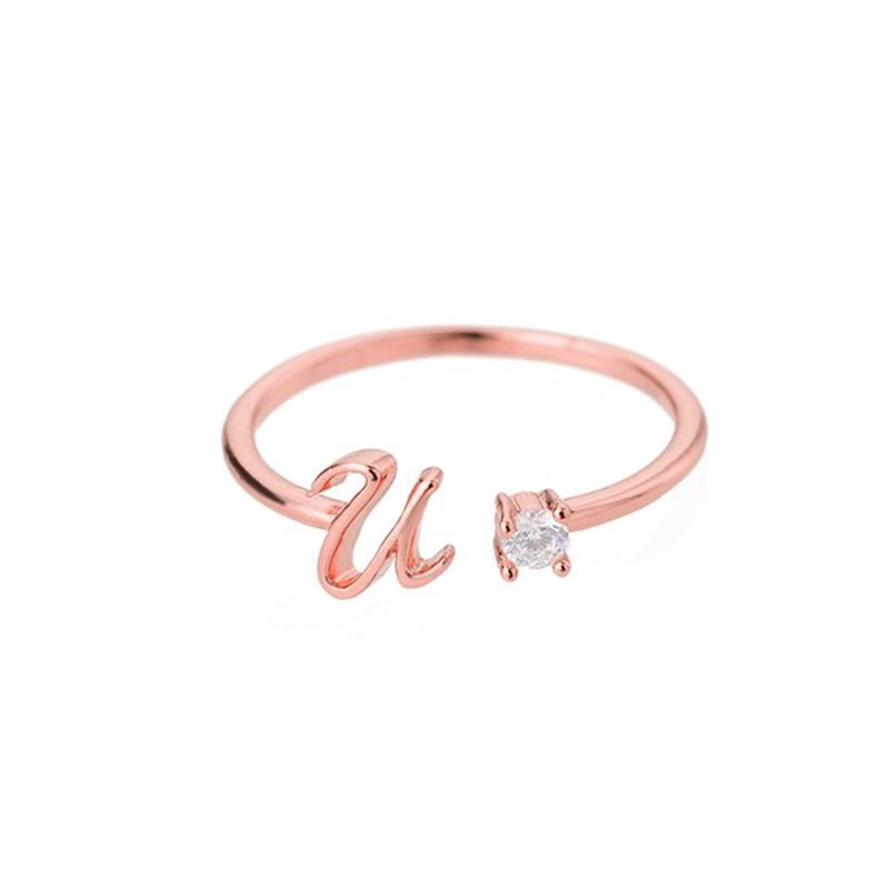 Valentia – Anillo con letra y circonita brillante